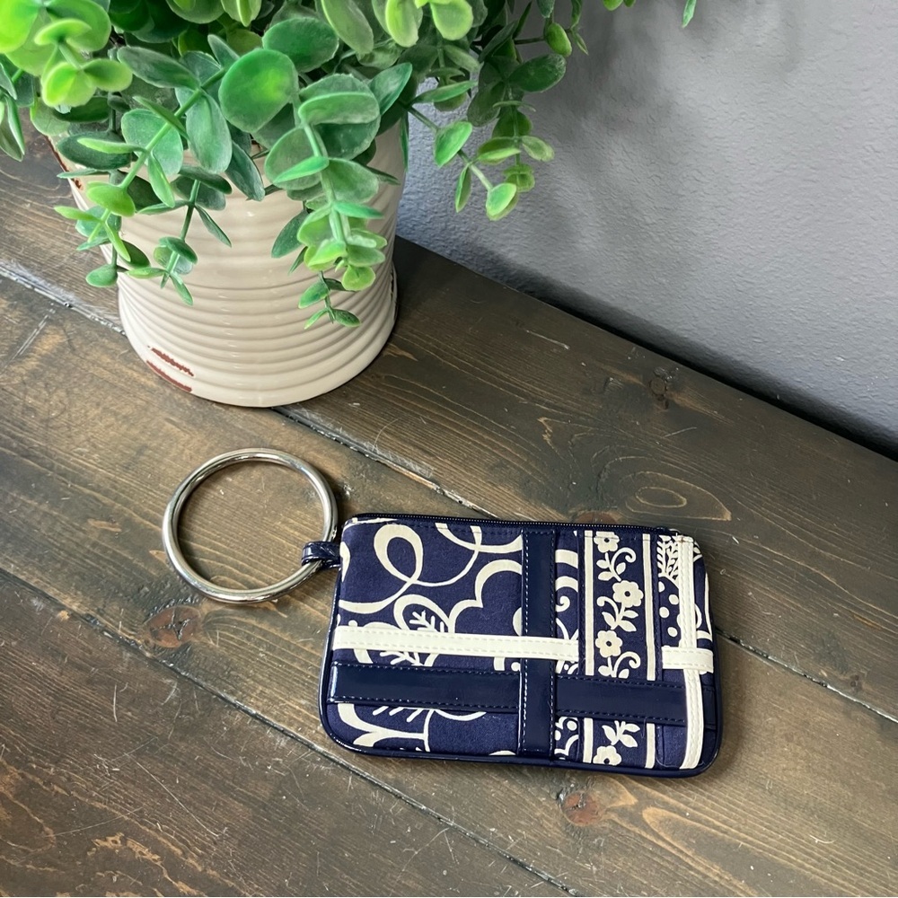 Vera Bradley Twirly Birds Navy Blue Bangle Wallet Wristlet